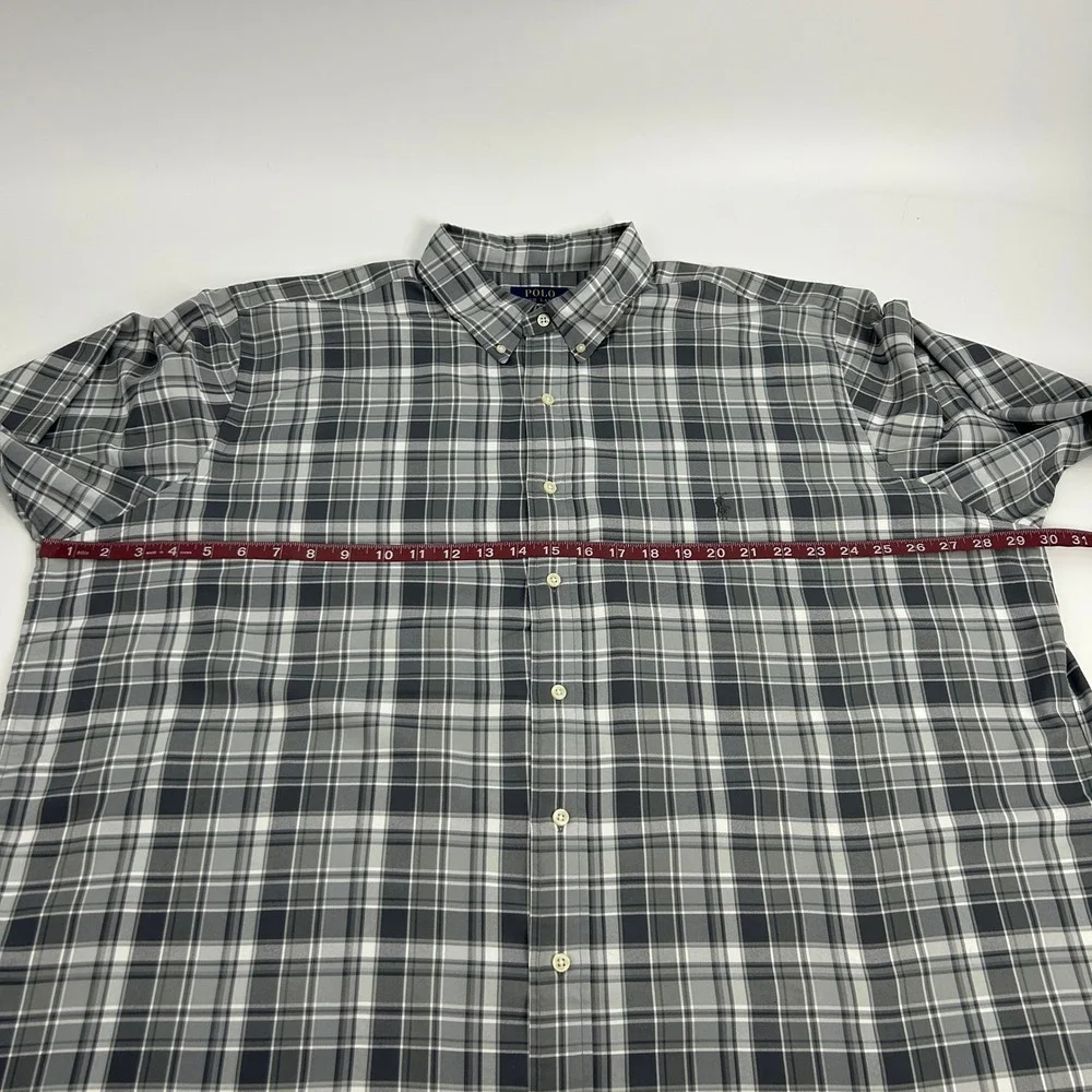 Polo Ralph Lauren Performance Shirt Mens 2XB Gray Plaid Long Sleeve Button Down